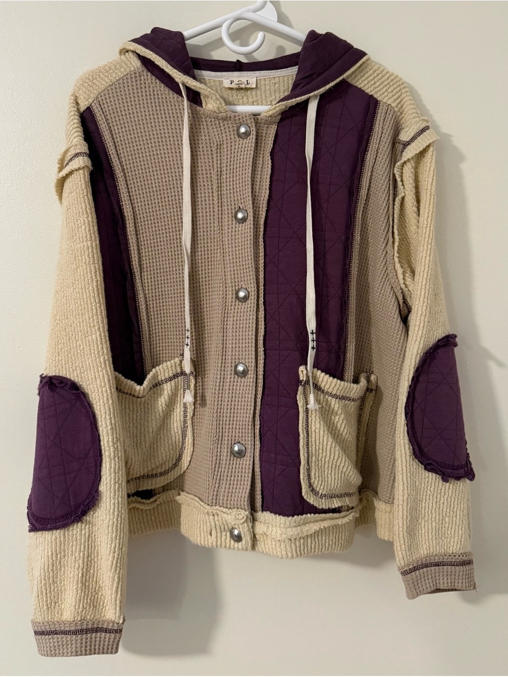 POL Waffle Thermal Quilted Hooded Jacket Sz S